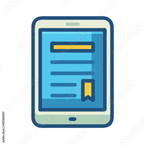 Ebook reader on tablet with bookmark, digital learning