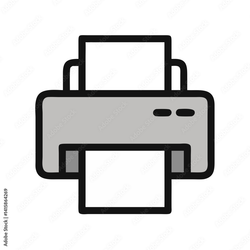 Modern gray printer icon on a black background Modern gray printer icon on a black background