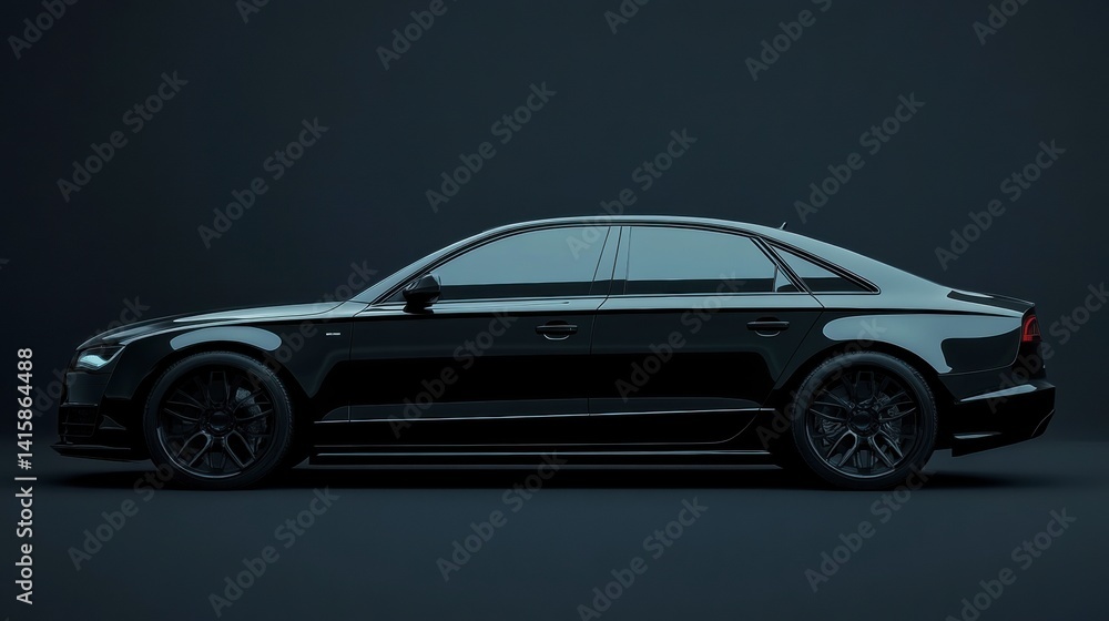 Black modern car on black background Black modern car on black background