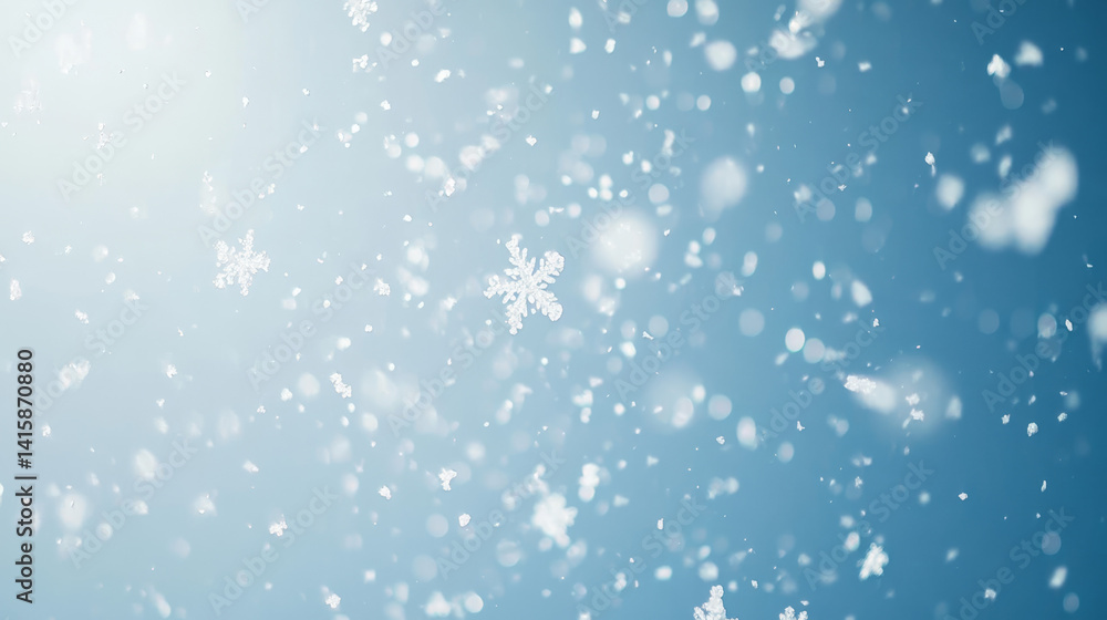 Fototapeta premium Gentle Snowflake Blur Texture on Light Cerulean Background