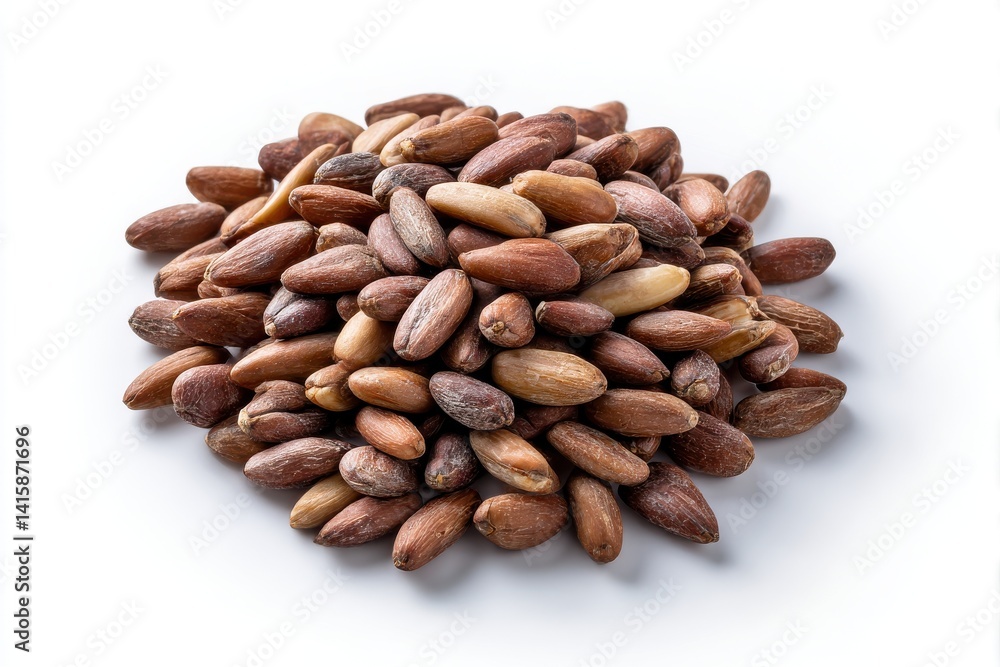 Obraz premium Pile of cocoa beans seeds isolated on white background