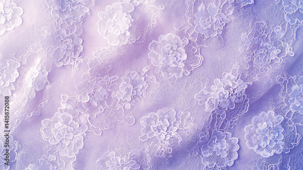 Naklejka premium Seamless Lavender Lace Texture Featuring Intricate Floral Motifs
