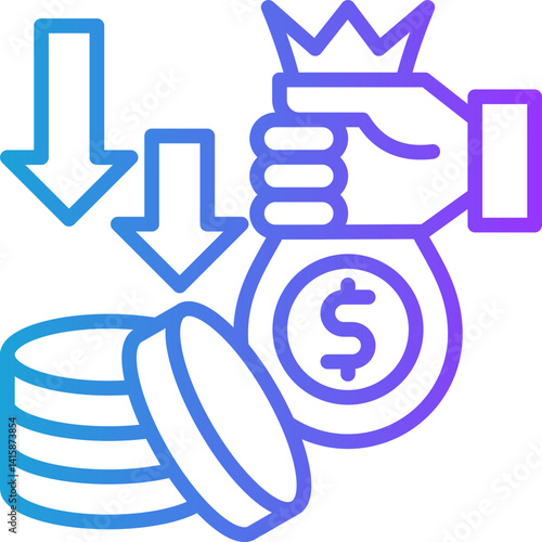 Cost Reduction line gradient icon