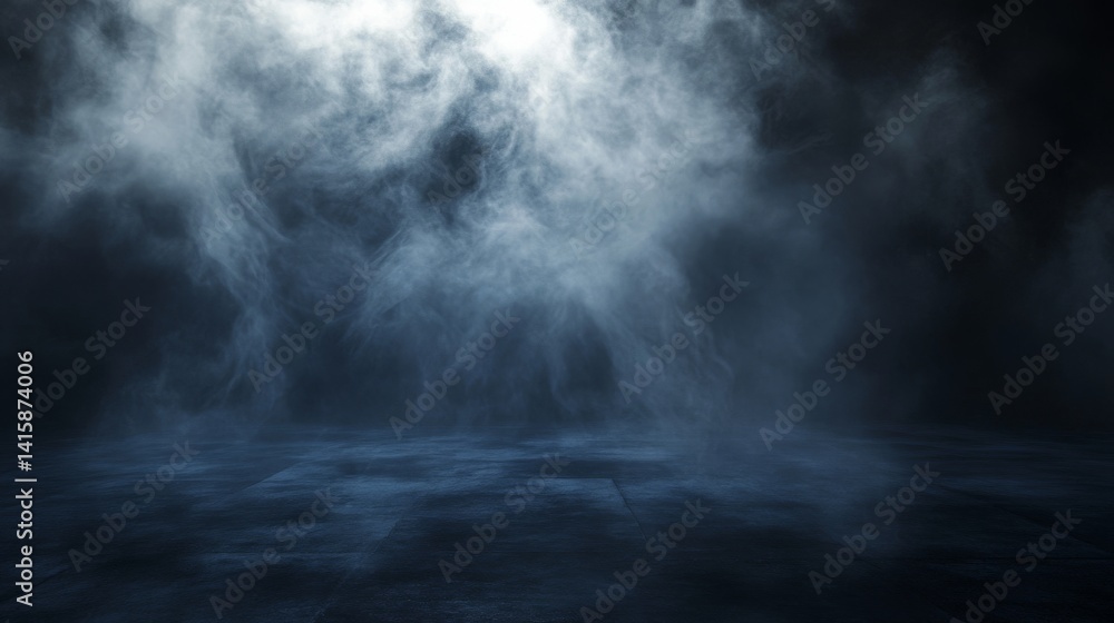 Shrouded in Mist and Mystery: An Atmospheric Display of Fog and Smoke Enveloping an Empty Floor Space Shrouded in Mist and Mystery: An Atmospheric Display of Fog and Smoke Enveloping an Empty Floor Space