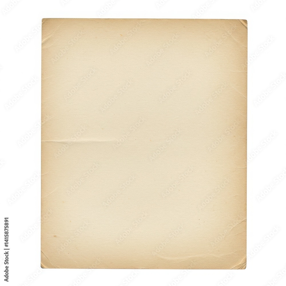 Obraz premium A single piece of aged paper with visible imperfections isolated on white background