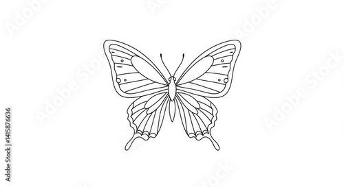 Elegant Butterfly Line Art - Simple line drawing of a butterfly, perfect for design projects, coloring pages, or nature-themed artwork