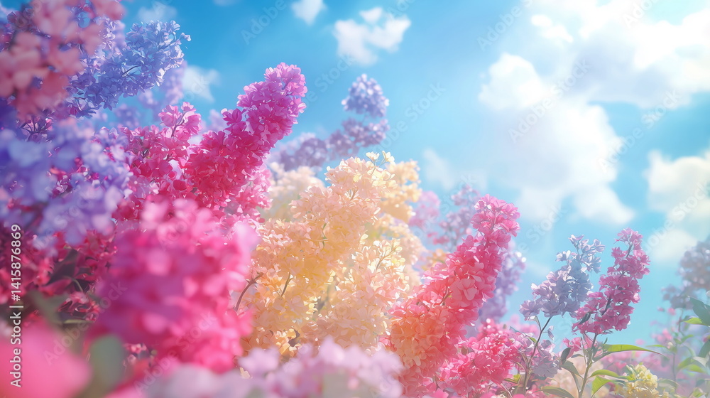 Fototapeta premium Step into spring with blooming deals! A dreamy field of florals welcomes you to a season of color, freshness, and irresistible springtime offers.