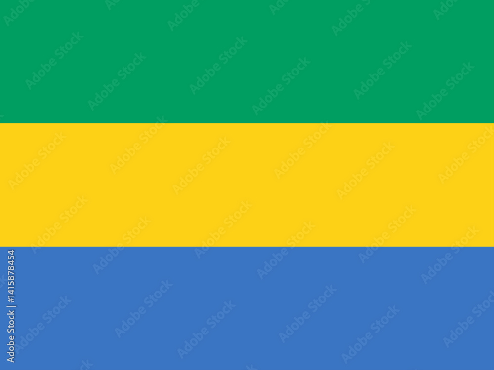 The flag of Gabon, with accurate proportions and colors. Vector image. The flag of Gabon, with accurate proportions and colors. Vector image.