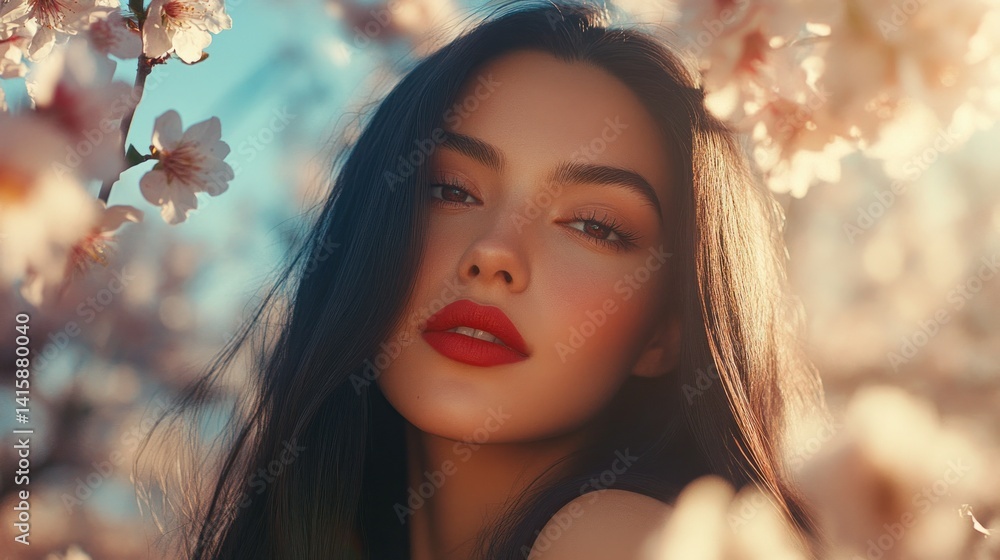Fototapeta premium Stunning Woman in Spring Blossom