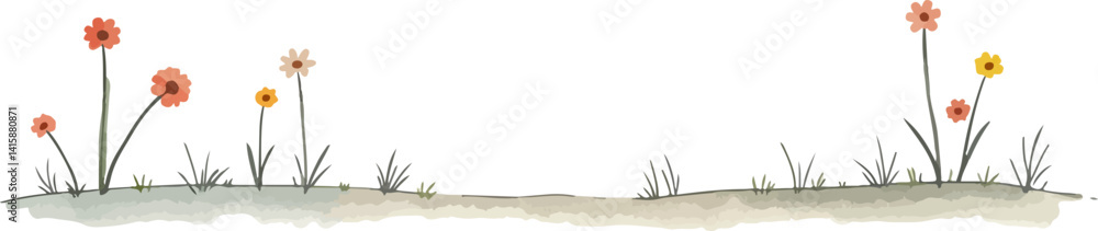 Obraz premium Flowers watercolor vector illustration.