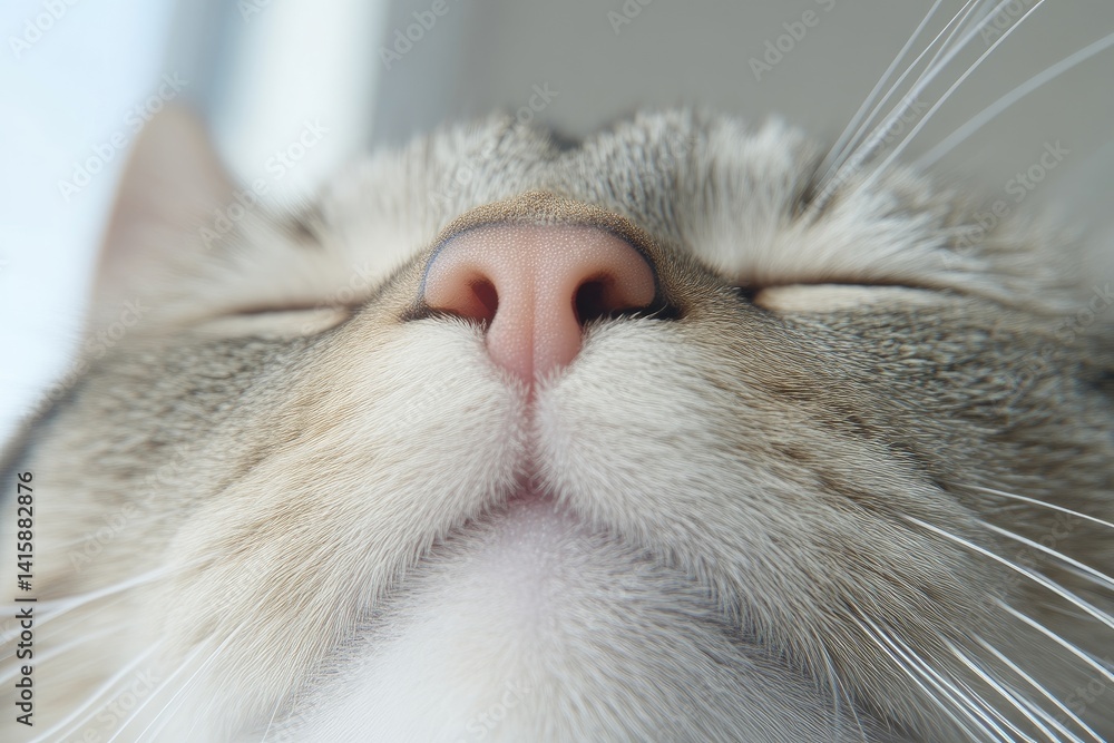 Close-up of a cat's face, relaxed expression. Soft focus on a peaceful pet Close-up of a cat's face, relaxed expression. Soft focus on a peaceful pet