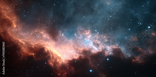 An amazing nebula with clouds and stars, a space background, desktop wallpaper