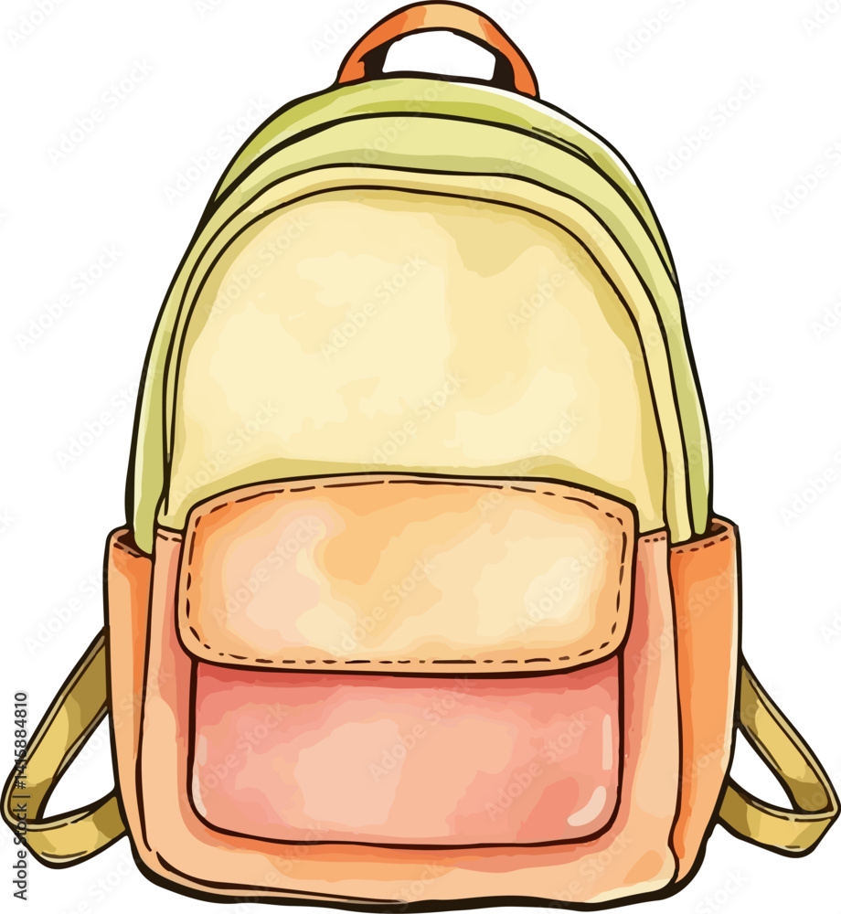Fototapeta premium Backpack watercolor vector illustration.