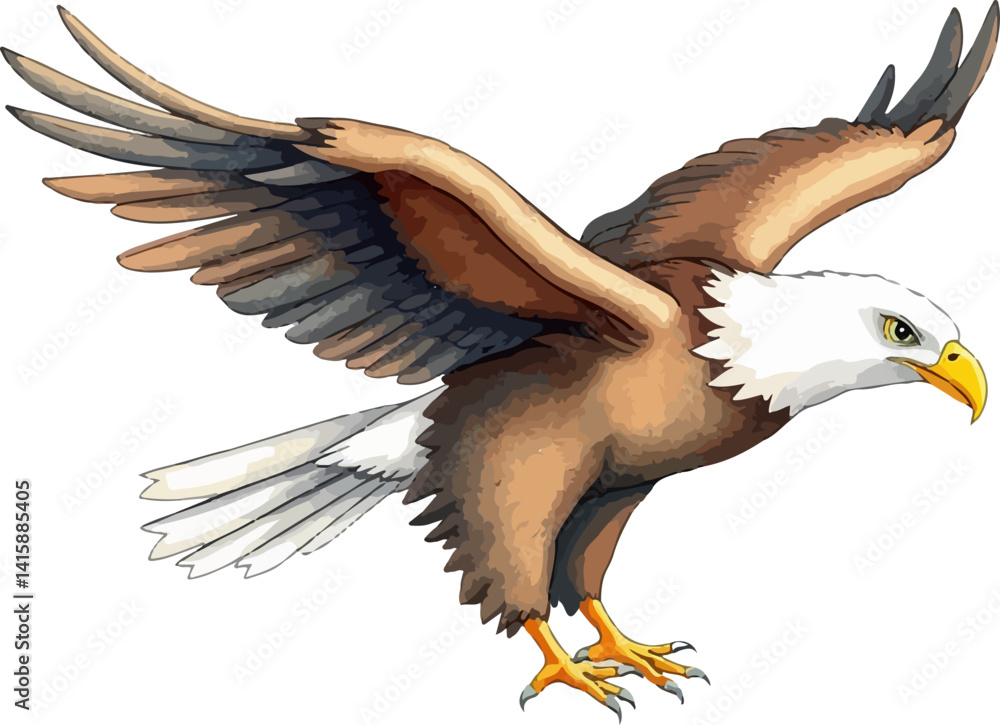 Obraz premium Eagle watercolor vector illustration.