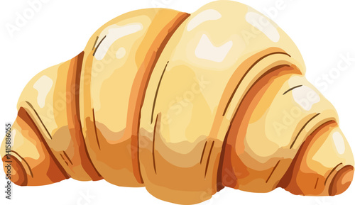 Croissant watercolor vector illustration.