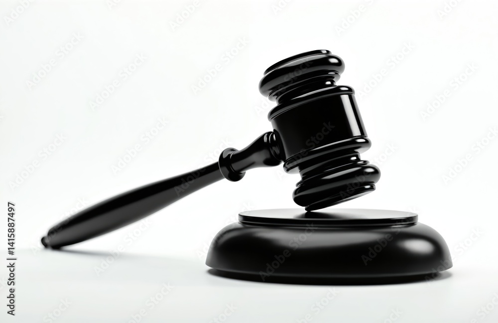 Black gavel on wooden base. Symbol of justice legal system. Court auction authority. Judgement, trial, verdict, lawyer, judge concept. Legislation, legal proceedings. Black gavel on wooden base. Symbol of justice legal system. Court auction authority. Judgement, trial, verdict, lawyer, judge concept. Legislation, legal proceedings.