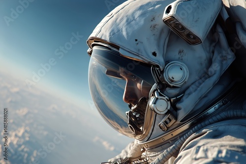 Astronaut Gazes at Earth From Space During a Mission, Showcasing the Beauty o...