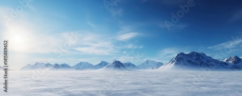 Wallpaper Mural A breathtaking snowy landscape with majestic mountains under a clear blue sky, exuding tranquility and natural beauty. Torontodigital.ca
