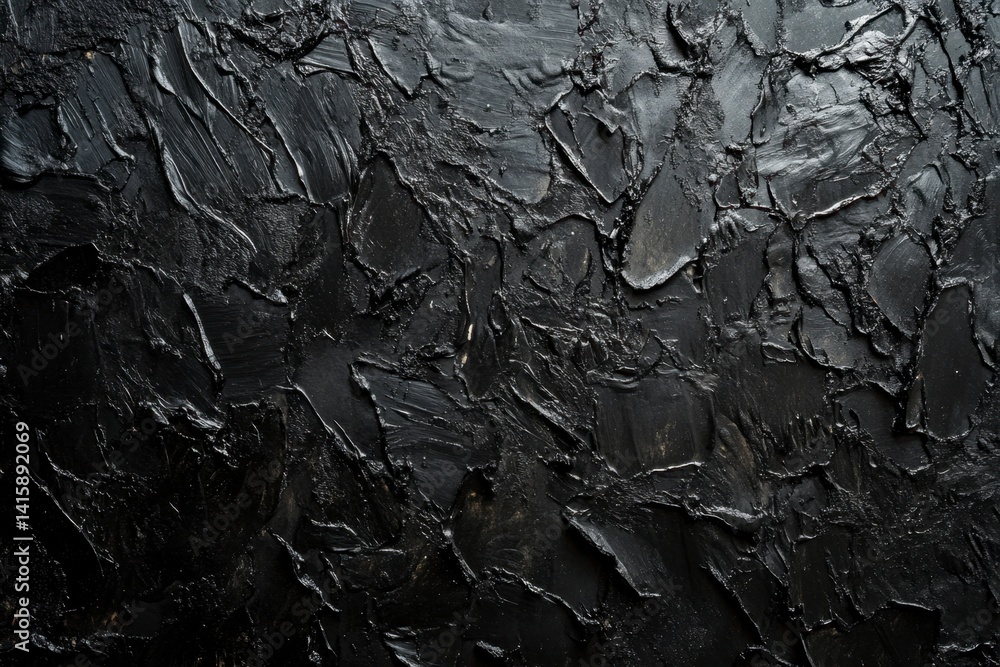 Fototapeta premium Impasto Black Abstract: Textured, Dark, and Dramatic Canvas