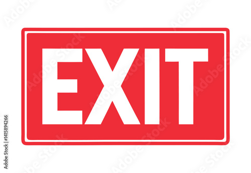 Red Exit Sign With White Letters For Emergency Evacuation In Building Safety Standard And Guidance Signage