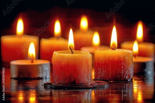 Warm Glow of Candles Creating a Calming Atmosphere in a Dimly Lit Room