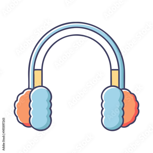 Cute cartoon earmuffs in light blue and orange to keep ears warm