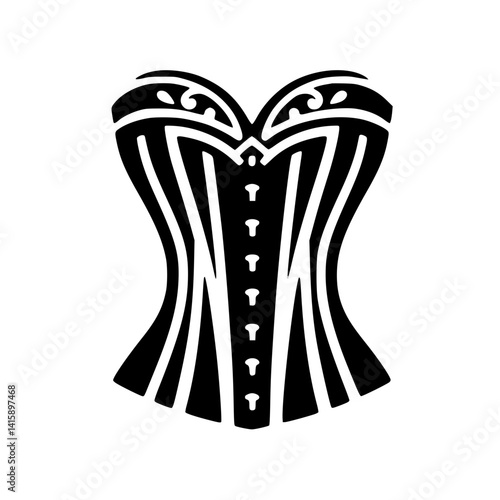 Stylized Corset Silhouette – Chic Black and White SVG Icon for Fashion Branding & Design Projects