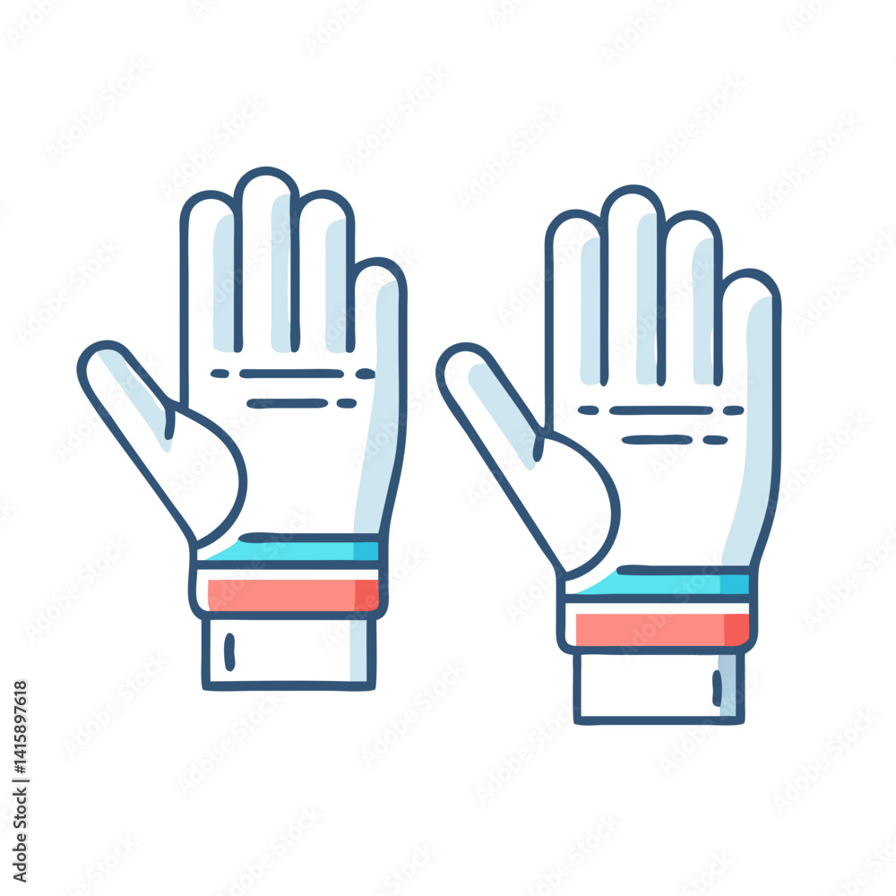 Stylized Cartoon Hands in Open Palm Gesture with Blue and Red Accents Stylized Cartoon Hands in Open Palm Gesture with Blue and Red Accents