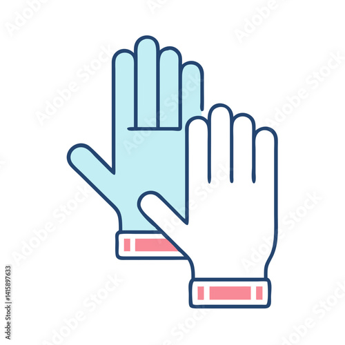 A Pair of Protective Gloves Depicted in a Simple, Flat Style Illustration