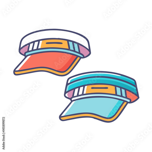 Two cute cartoon sun visors with different colors for sun protection