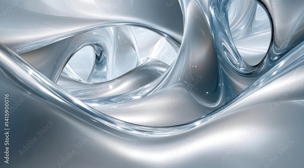 Liquid Metal Abstract: Silver Curves and Reflective Forms Liquid Metal Abstract: Silver Curves and Reflective Forms
