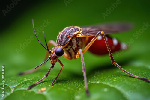 Wallpaper Mural Stunning Photorealistic Blood-Fed Mosquito Close-Up: Vivid Wing Patterns & Glowing Eyes in Nature Torontodigital.ca