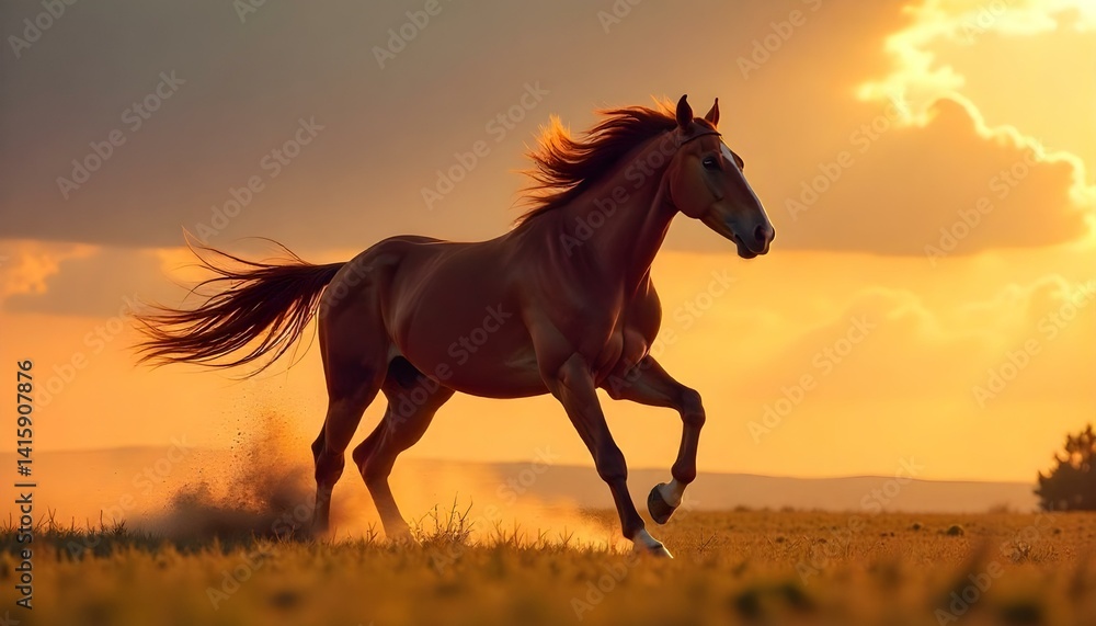 wild stallion, horse running at full speed wild stallion, horse running at full speed