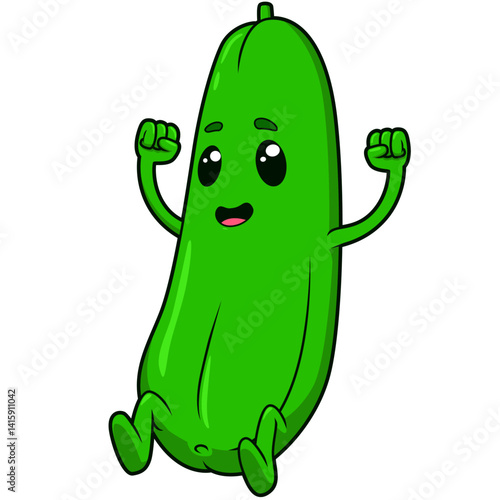 Die Zucchini reckt die Arme hoch und freut sich wie verrückt.
