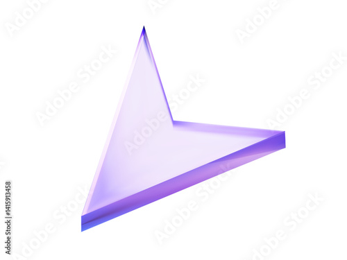 3D holographic cursor icon in purple gradient. Navigation pointer element for UI and web interface. 
