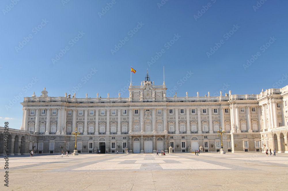 Fototapeta premium The Royal Palace of Madrid the official residence of the Spanish royal family at the city of Madrid, the largest royal palace in Europe.