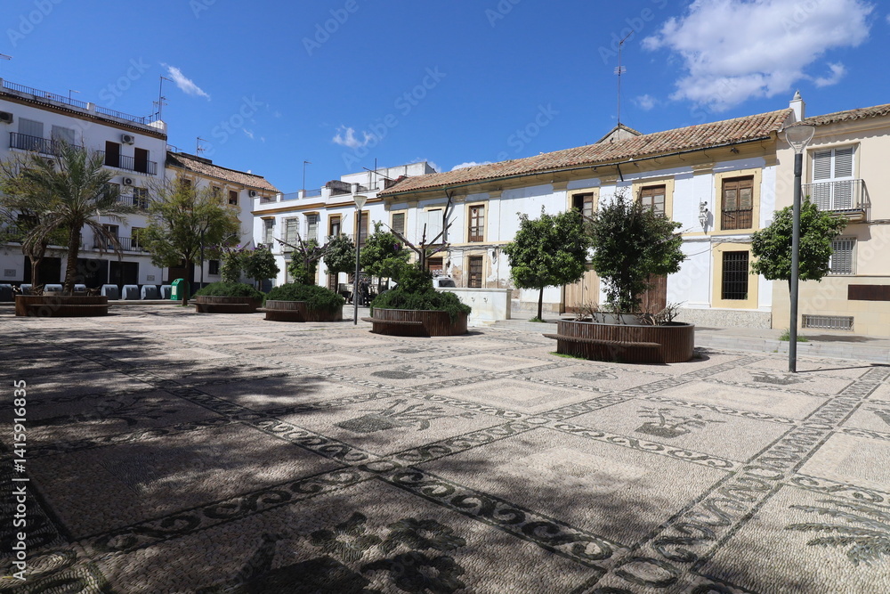 Naklejka premium Place Saint Augustin, Plaza de San Agustin, ville de Cordoba, région d'Andalousie, Espagne