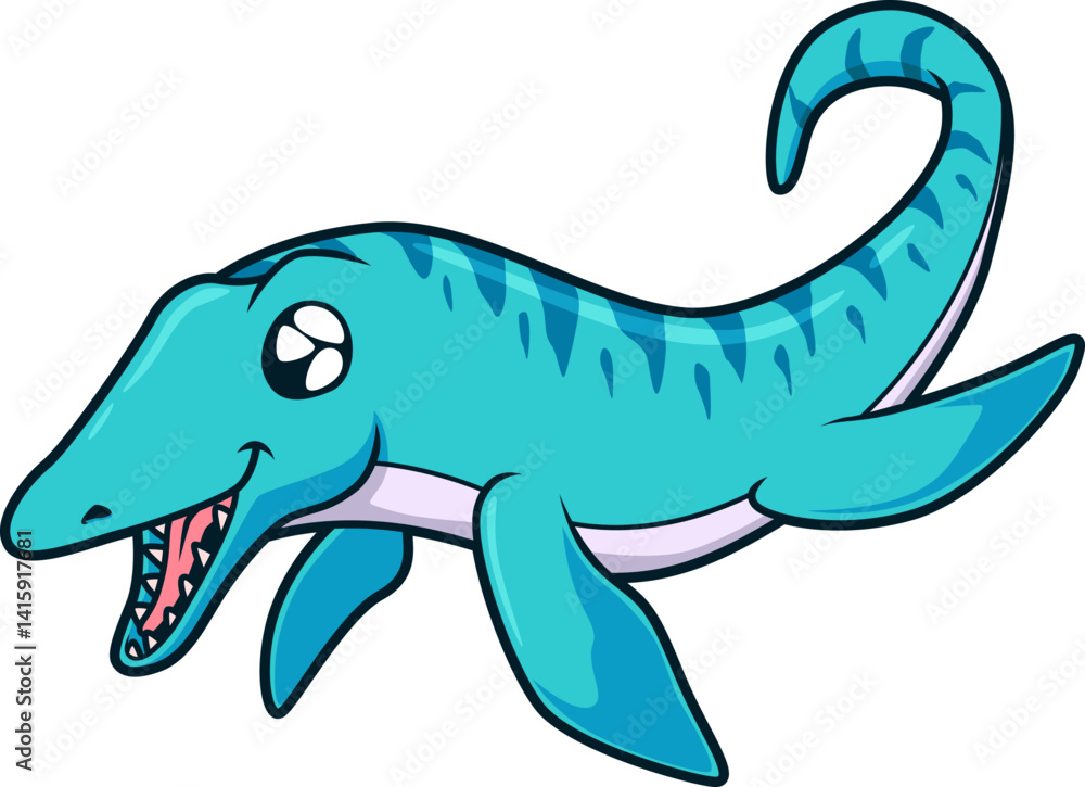Obraz premium Der Mosasaurus taucht mit breitem Grinsen und kräftigen Flossen durch die Urzeitmeere.