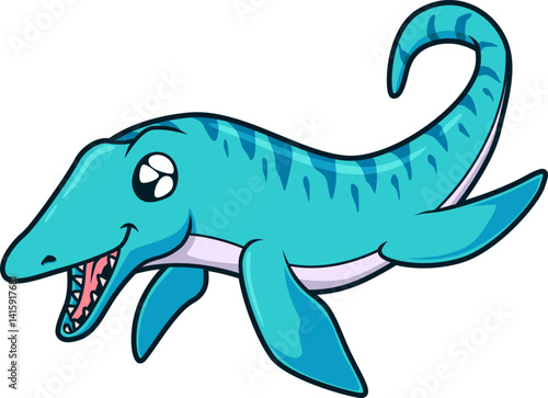 Der Mosasaurus taucht mit breitem Grinsen und kräftigen Flossen durch die Urzeitmeere.
