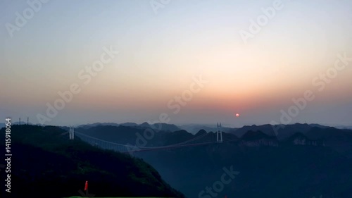 4k Video Live Shot Shorzhai Wonders Scenic Spot Shorzhai Bridge Sunrise Timelapse Photography