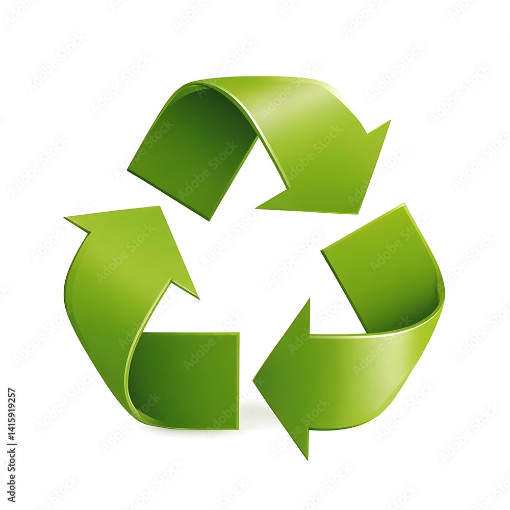 Fototapeta premium Green recycle symbol with arrows concept isolated on white background