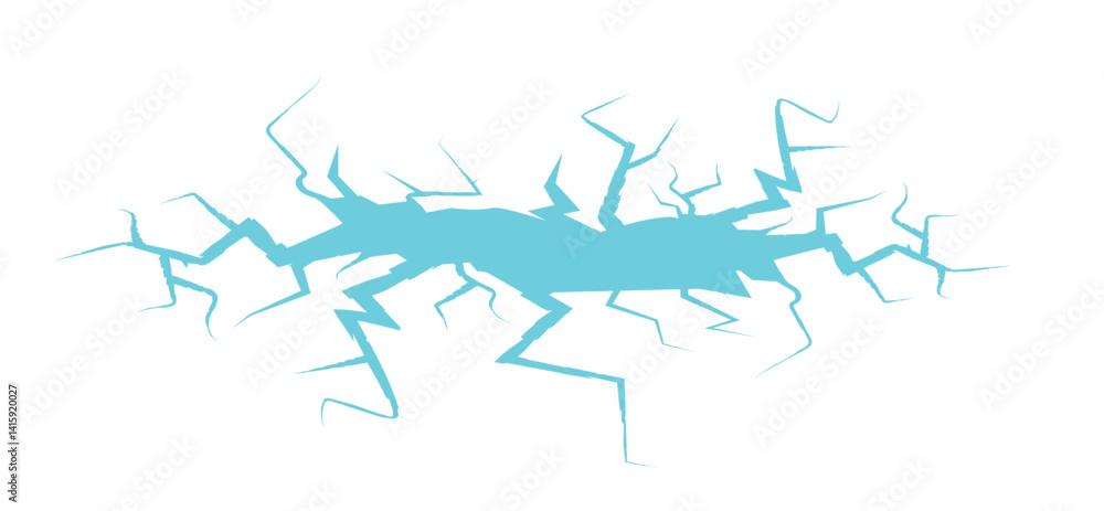 Ice crack icon. Hole in glacier, broken iceberg, glass damage symbol top view, cracked egg effect