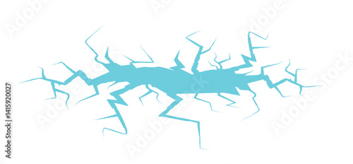 Obraz na płótnie Ice crack icon. Hole in glacier, broken iceberg, glass damage symbol top view, cracked egg effect w salonie
