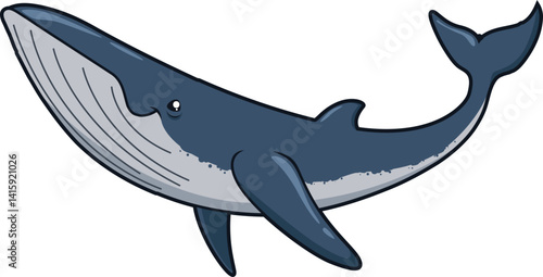 Schlanker Wal mit langem Maul – elegantes Meerestier im Cartoon-Look für Unterwasserwelten.
