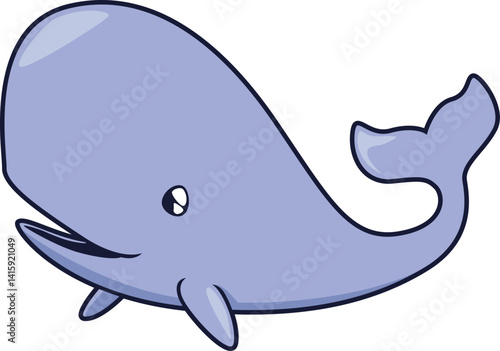 Lächelnder Pottwal im Comic-Stil – freundlicher Riese der Meere für Kinder und kreative Designs.
