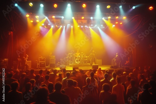Wallpaper Mural A rock band performs on stage, bathed in warm stage lighting, before a large, enthusiastic crowd. Torontodigital.ca