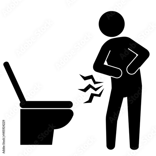 腹痛でトイレに行く人のピクトグラム