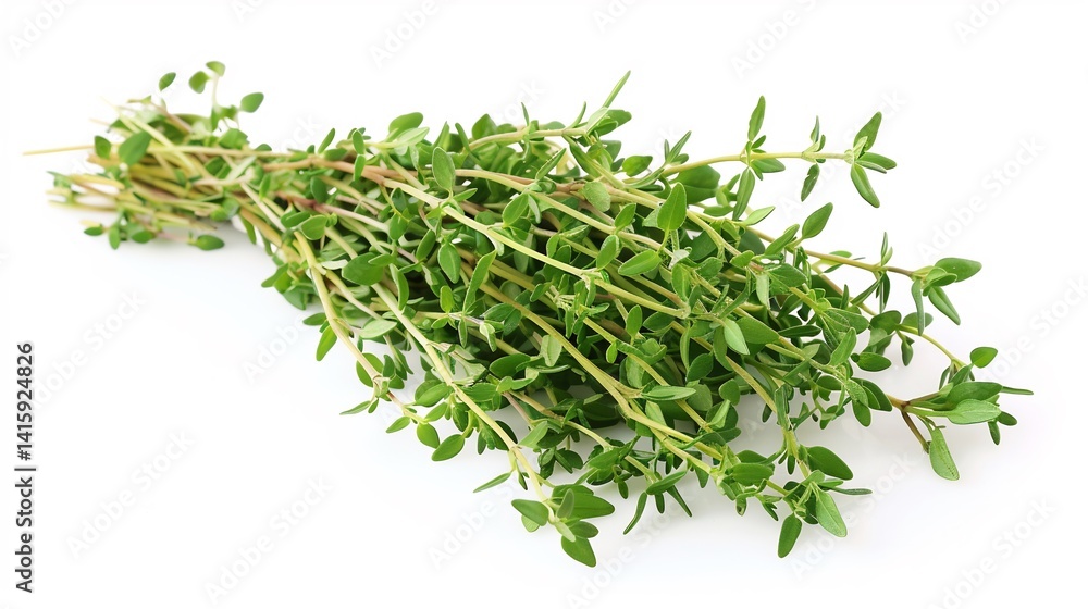 Bundle of fresh thyme sprigs isolated on a white background high quality herb stock photography Bundle of fresh thyme sprigs isolated on a white background high quality herb stock photography