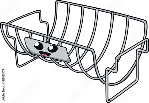 Fleischhalter/Gestell mit Gesicht – niedliche Darstellung für BBQ-, Koch- oder Comic-Designs.