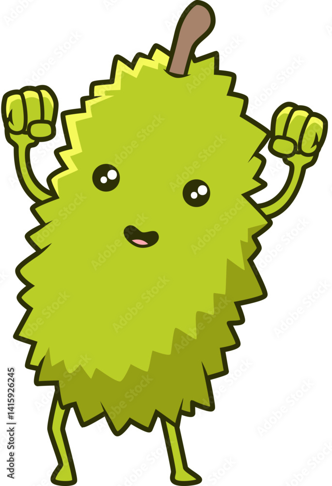 Glückliche Durian mit stacheliger Schale und strahlendem Gesichtsausdruck, Comic-Stil.
Glückliche Durian mit stacheliger Schale und strahlendem Gesichtsausdruck, Comic-Stil.